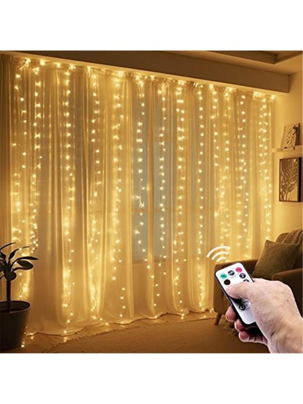 300 LED Curtain String Lights, Twinkle Fairy Lights for Bedroom with 8 Lighting
